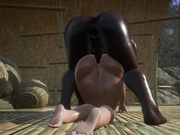 Wife having fun at beach party with cuckold 3D