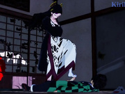 Daki and Tanjiro Kamado have deep sex in a Japanese-style room. - Demon Slayer Hentai