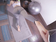 瑜伽课后后入长腿大胸的女学员