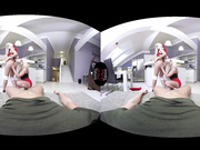 Mom and daughter sharing big lucky cock in VR porn